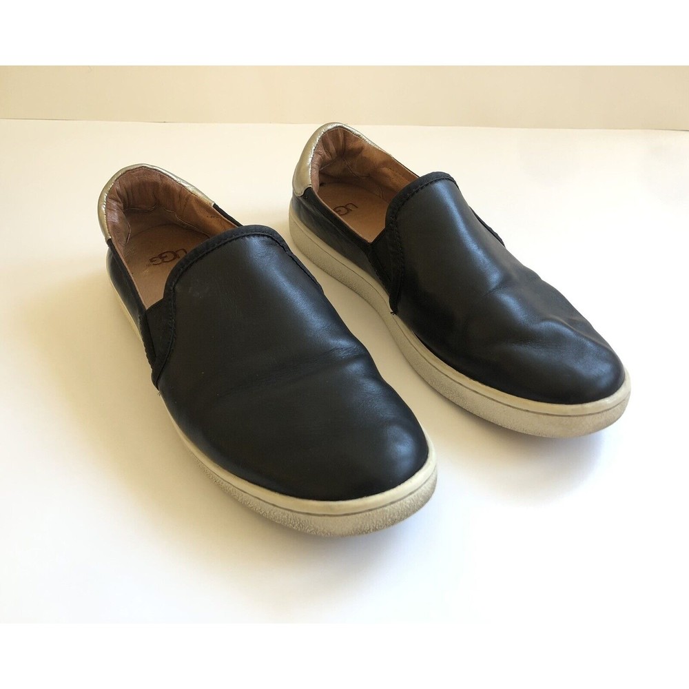 UGG Womens Black Leather Slip On Casual Shoes Size 8
